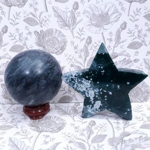 Bundle Black Gray Zebra Jasper Crystal Ball Sphere Green Moss Agate Stone Star